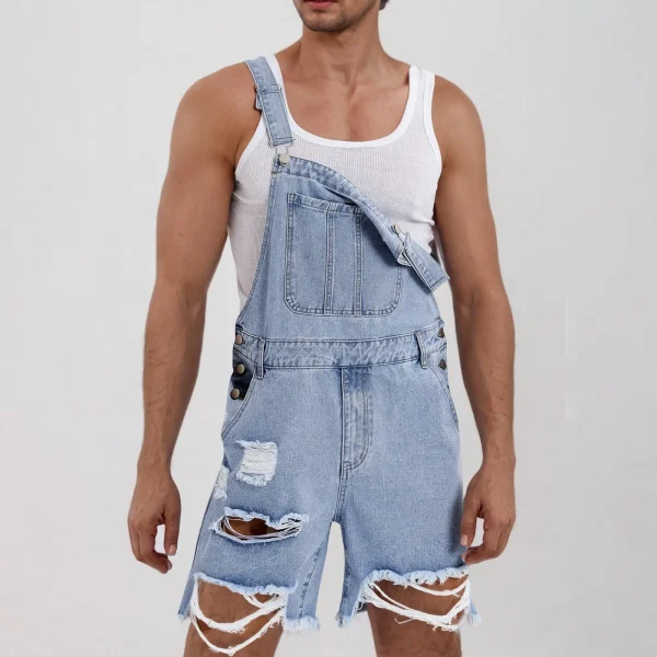 salopette short en jean bleu