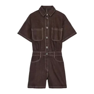 combinaison salopette en jean marron