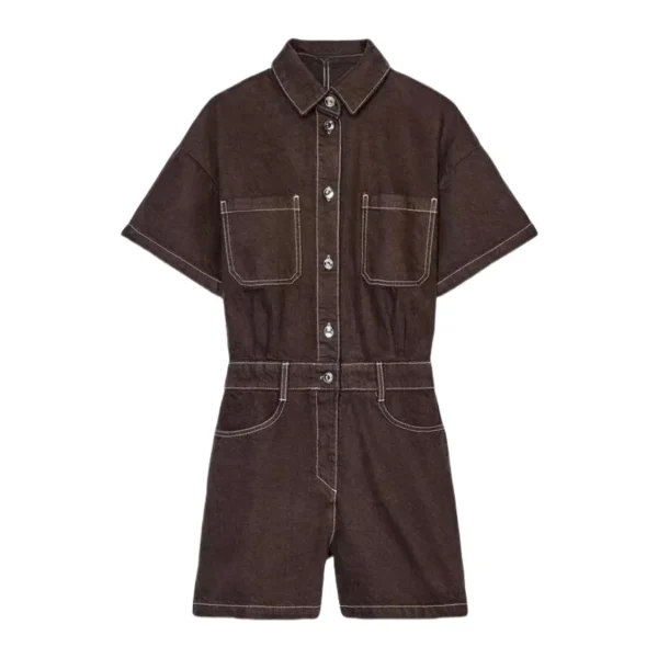 combinaison salopette en jean marron