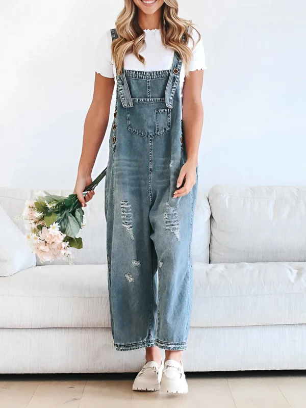 salopette femme en jean bleu
