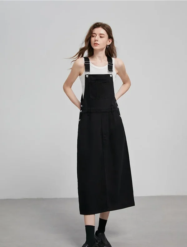 salopette robe en coton noir