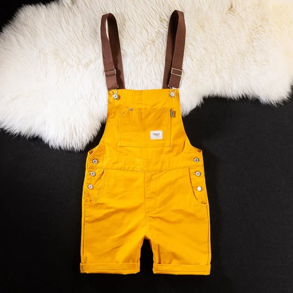 salopette short homme jaune