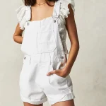denim blanc salopette femme
