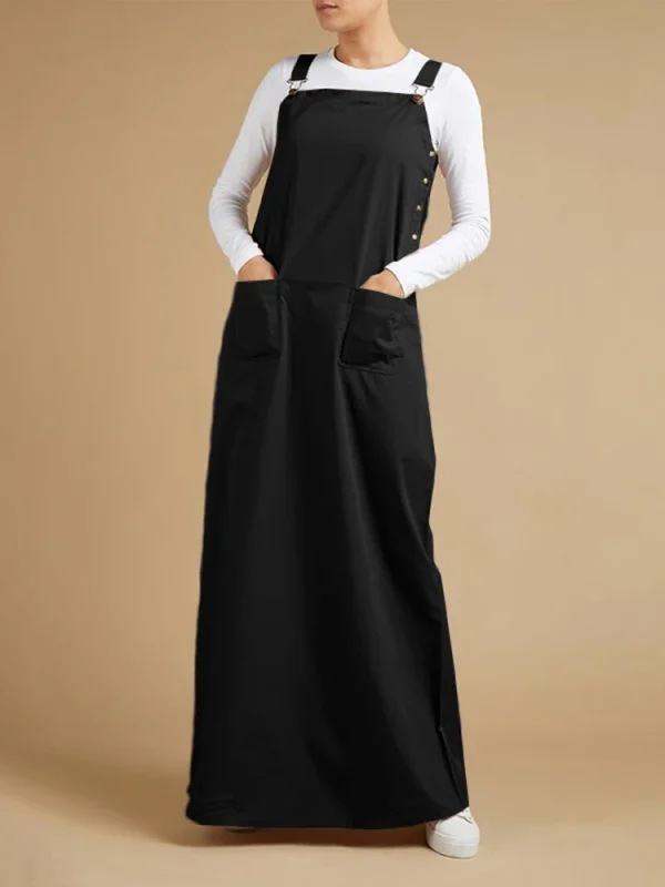 salopette robe noir longue pour femme