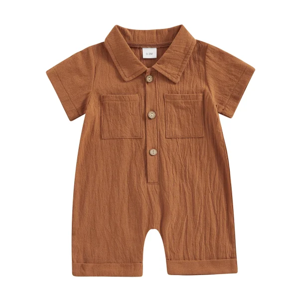 salopette bébé lin coton marron
