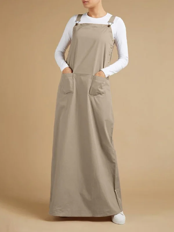 salopette robe longue beige pour femme