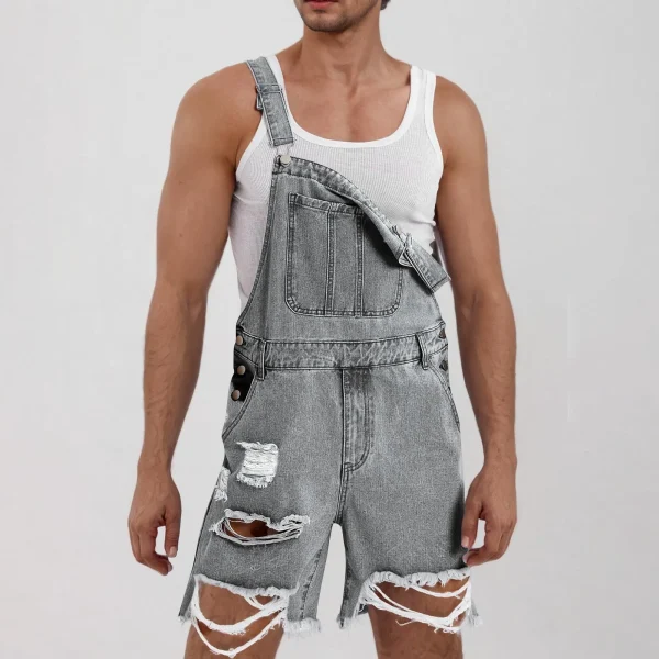 salopette short gris en jean