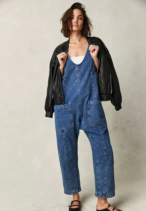 salopette femme jean bleu