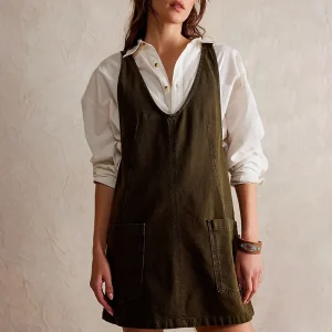 salopette jupe en jean vert