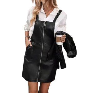robe salopette similicuir noir