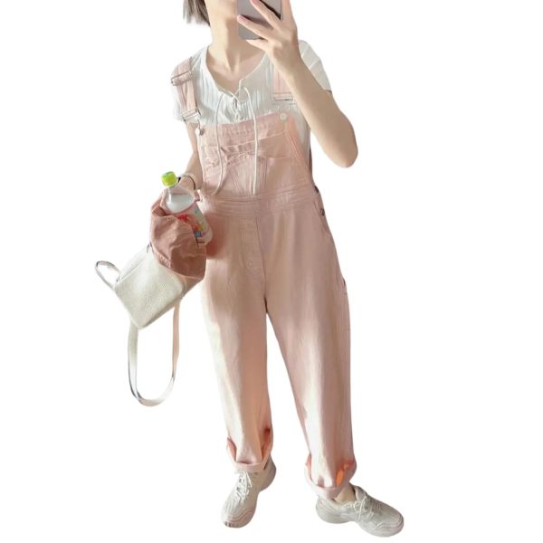 salopette en jean rose pour femme