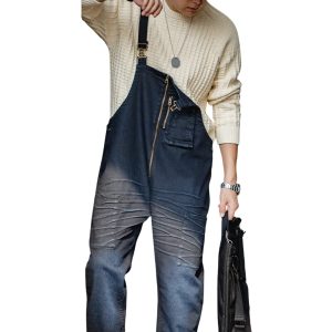 salopette en jean rayures bleues
