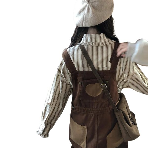 salopette marron en jean