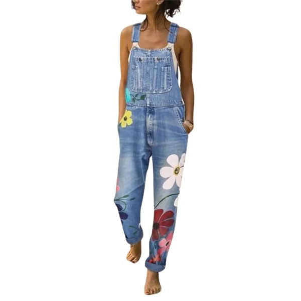 salopette fleurie en denim
