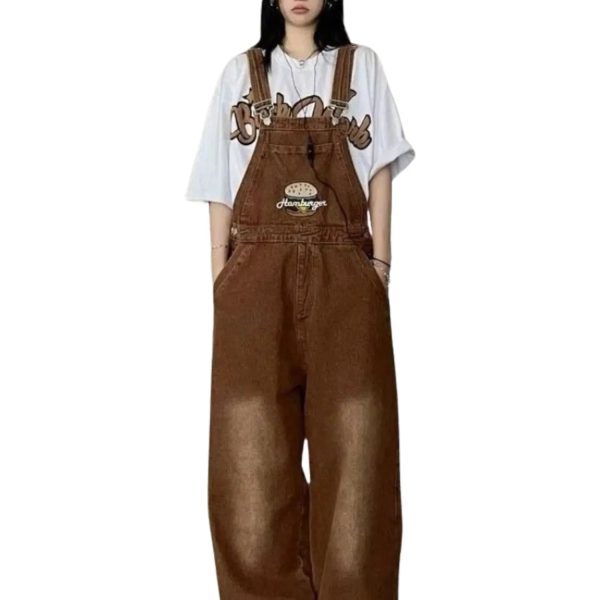 salopette en jean marron