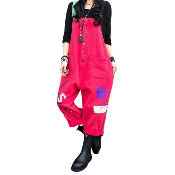 salopette femme rouge élégante