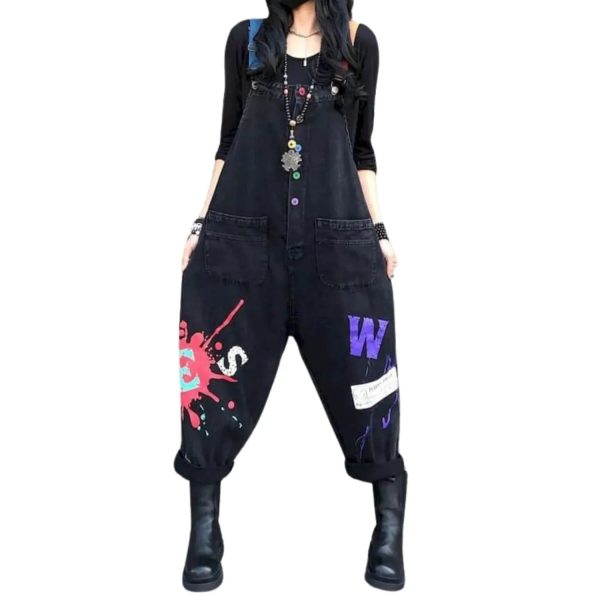 salopette motifs jean noir