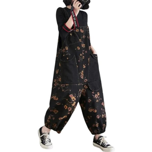 salopette fleurie en jean